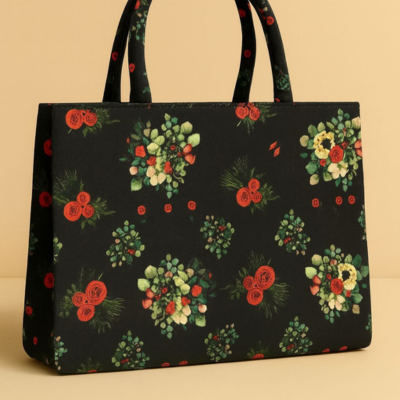 Canvas Printed Shoulder Bag – Large Size, High Quality for Girls