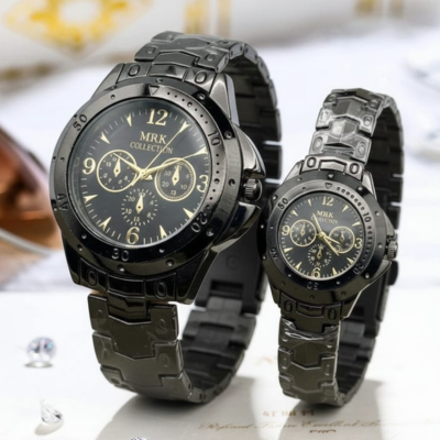 MRK Couple Watch with Metal Chain | Stylish Pair Watch