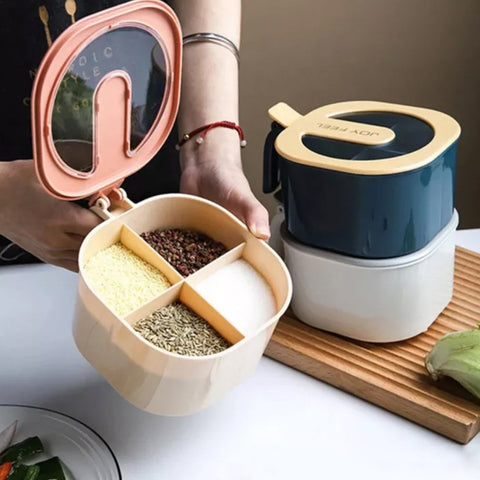 Multi-Compartment Kitchen Storage Container Set for Grains & Spices