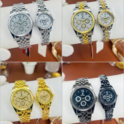 D’Lon Couple Watch Set – Steel Chain