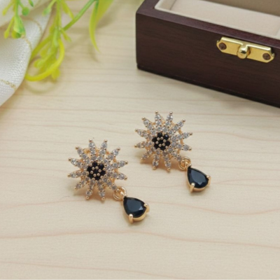 Premium Sunflower Crystal Drop Earrings