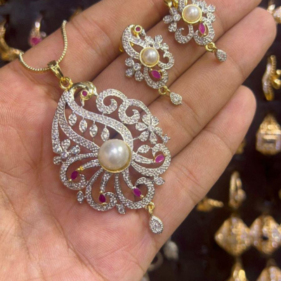 A.D Indian Full Zircon Gold Plated Jewelry – Two Tone Polish