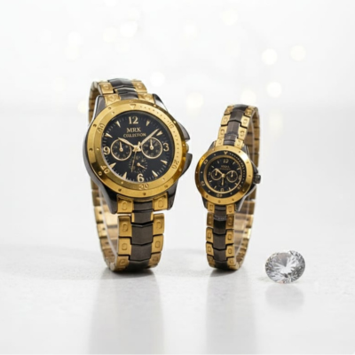 MRK Couple Watch with Metal Chain | Stylish Pair Watch