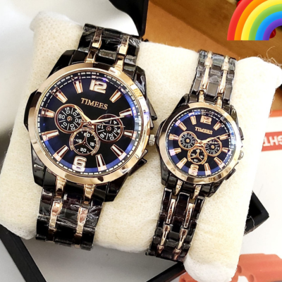 TIMEES Pair Watch Set | New Arrival Brass Case & Chain with Push Button Lock