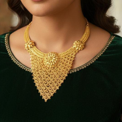 Premium Gold Plated Bridal Necklace Set – Earrings Included