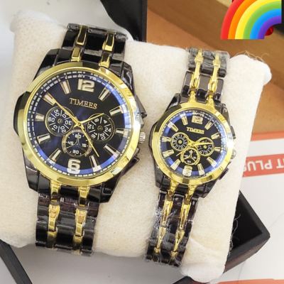 TIMEES Pair Watch Set | New Arrival Brass Case & Chain with Push Button Lock