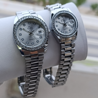 Premium Couple Watches – Stainless Steel & Diamond Dial