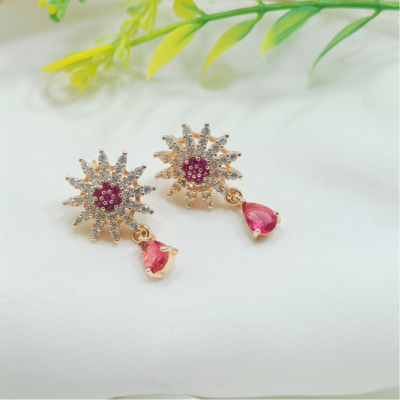 Premium Sunflower Crystal Drop Earrings