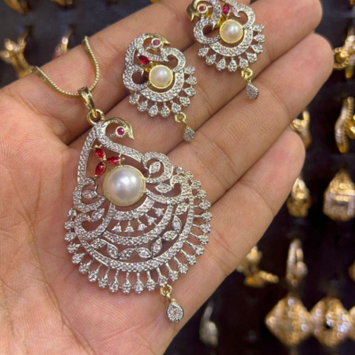 A.D Indian Full Zircon Gold Plated Jewelry – Two Tone Polish