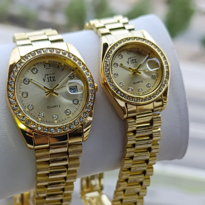 Premium Couple Watches – Stainless Steel & Diamond Dial