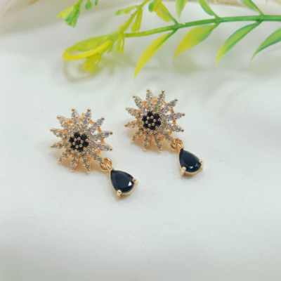 Premium Sunflower Crystal Drop Earrings