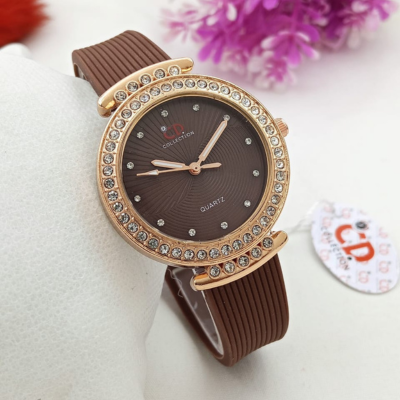 CD Collection Ladies Watch – Crystal Dial with Rubber Strap