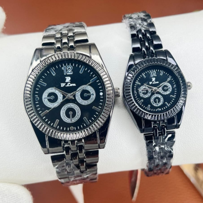 D’Lon Couple Watch Set – Steel Chain