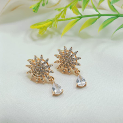 Premium Sunflower Crystal Drop Earrings