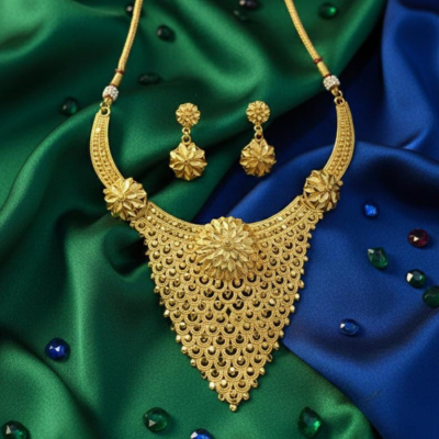 Premium Gold Plated Bridal Necklace Set – Earrings Included