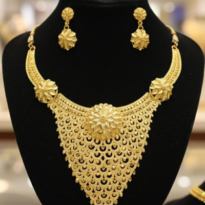 Premium Gold Plated Bridal Necklace Set – Earrings Included