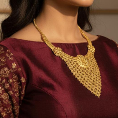 Premium Gold Plated Bridal Necklace Set – Earrings Included