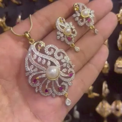A.D Indian Full Zircon Gold Plated Jewelry – Two Tone Polish